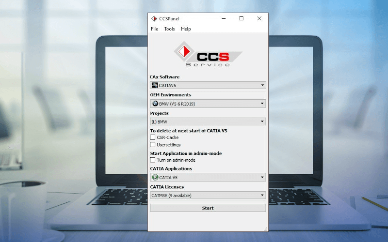 1 Notebook, aus welchem das CCSPanel hervorkommt